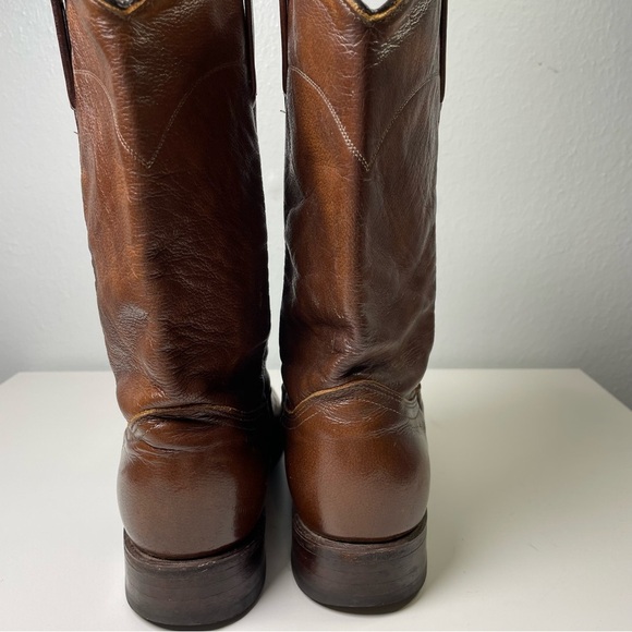 Dan Post Roper Leather Cowboy Western Boots Brown Pull On Style Mens 9M - Picture 9 of 15